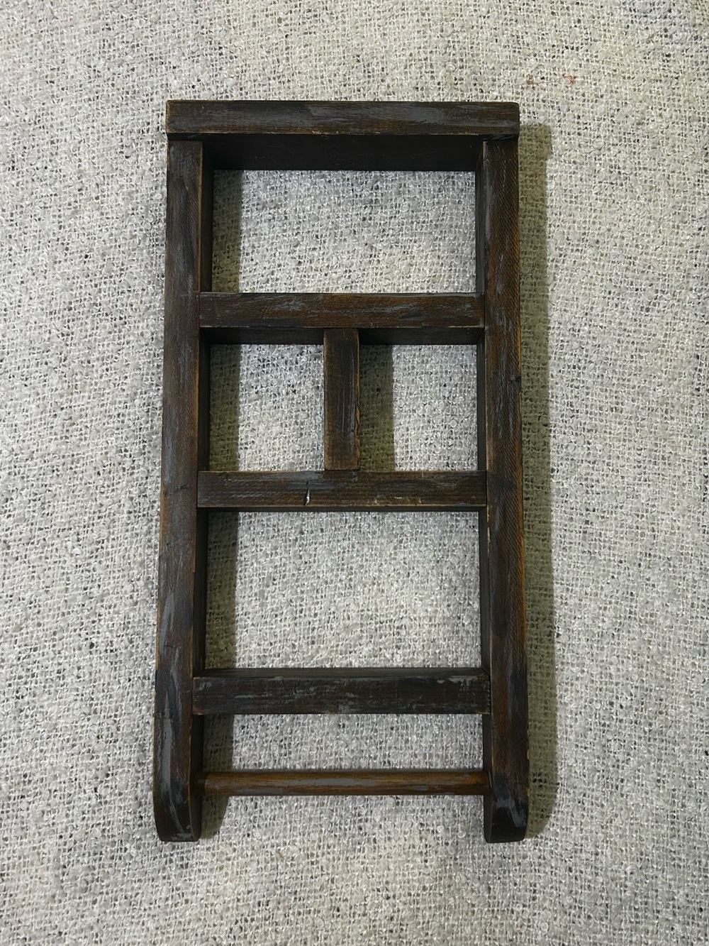 Vintage cottagecore distressed rustic wooden mini ladder trinket shelf